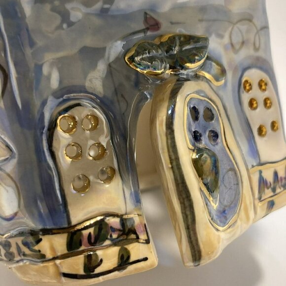 Vintage Blue Sky 2001 Heather Goldmine ‘Peace’ Cottage Tea-light Candleholder - Picture 5 of 12